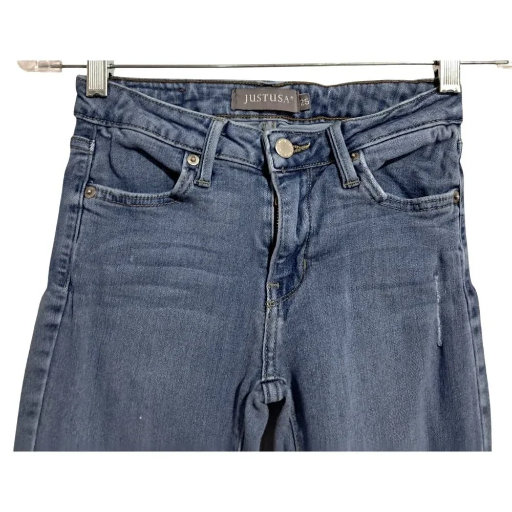Just USA‎ Womens Skinny Fit Mid-Rise Blue Denim Jeans Sz 25 USA Grunge
